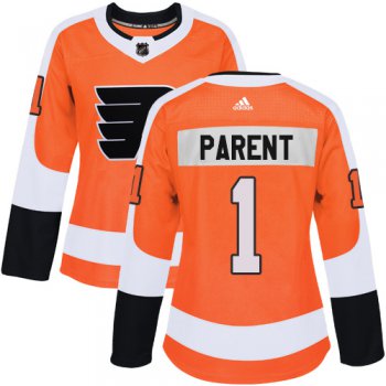 Adidas Philadelphia Flyers #1 Bernie Parent Orange Home Authentic Women's Stitched NHL Jersey