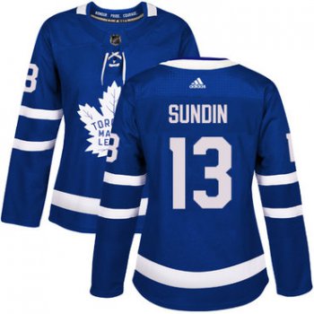 Adidas Toronto Maple Leafs #13 Mats Sundin Blue Home Authentic Women's Stitched NHL Jersey