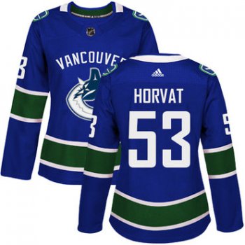 Adidas Vancouver Canucks #53 Bo Horvat Blue Home Authentic Women's Stitched NHL Jersey