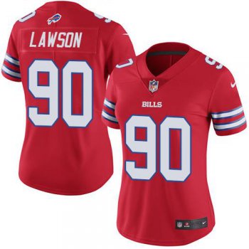 Nike Bills #90 Shaq Lawson Red Women's Stitched NFL Limited Rush Jersey