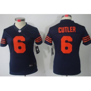 Nike Chicago Bears #6 Jay Cutler Blue With Orange Limited Womens Jersey