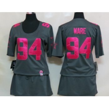 Nike Dallas Cowboys #94 DeMarcus Ware Breast Cancer Awareness Gray Womens Jersey