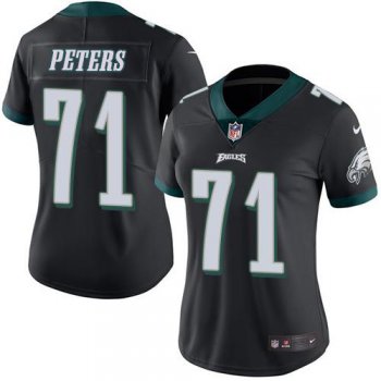 Nike Eagles #71 Jason Peters Black Women's Stitched NFL Limited Rush Jersey