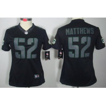 Nike Green Bay Packers #52 Clay Matthews Black Impact Limited Womens Jersey
