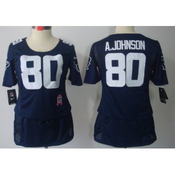 Nike Houston Texans #80 Andre Johnson Breast Cancer Awareness Navy Blue Womens Jersey