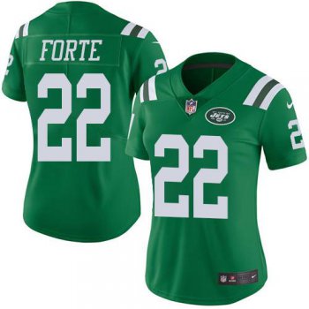 Nike Jets #22 Matt Forte Green Women's Stitched NFL Limited Rush Jersey