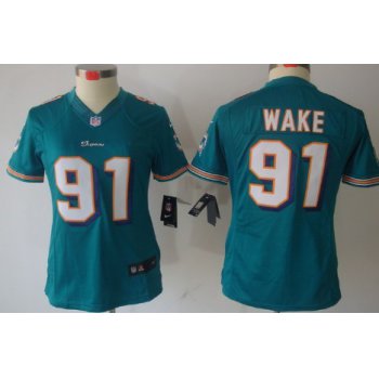 Nike Miami Dolphins #91 Cameron Wake Green Limited Womens Jersey