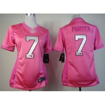 Nike Minnesota Vikings #7 Christian Ponder Pink Love Womens Jersey