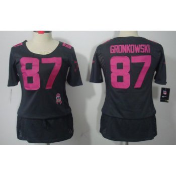Nike New England Patriots #87 Rob Gronkowski Breast Cancer Awareness Gray Womens Jersey
