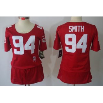 Nike San Francisco 49ers #94 Justin Smith Breast Cancer Awareness Red Womens Jersey