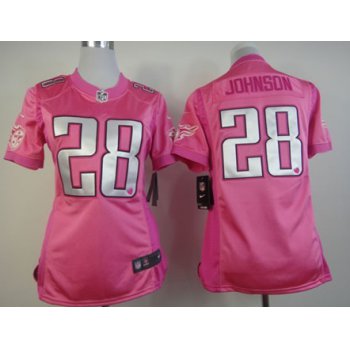 Nike Tennessee Titans #28 Chris Johnson Pink Love Womens Jersey