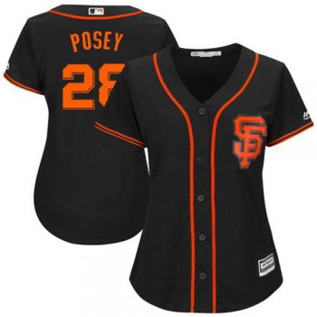Giants #28 Buster Posey Black Women's Alternate Stitched Baseball Jersey