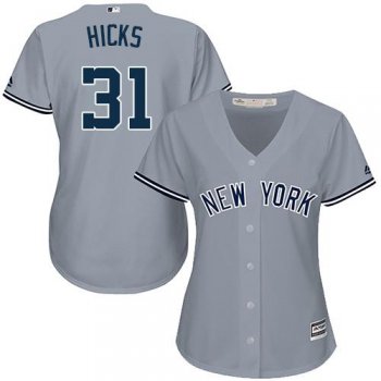 Yankees #31 Aaron Hicks Grey Road Women's Stitched Baseball Jersey