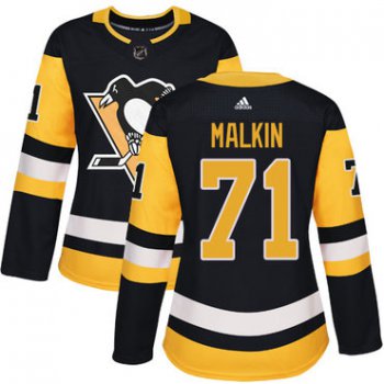 Adidas Pittsburgh Penguins #71 Evgeni Malkin Black Home Authentic Women's Stitched NHL Jersey