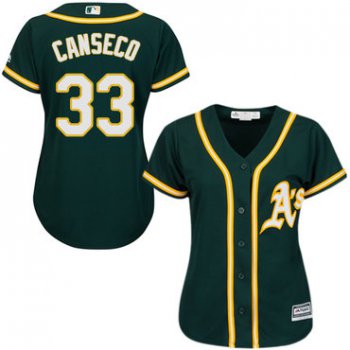 Athletics #33 Jose Canseco Green Alternate Women's Stitched Baseball Jersey