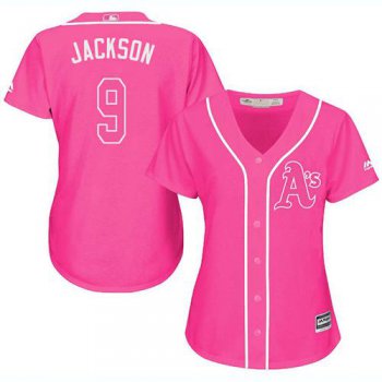 Athletics #9 Reggie Jackson Pink Fashion Women's Stitched Baseball Jersey