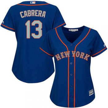 Mets #13 Asdrubal Cabrera Blue(Grey NO.) Alternate Women's Stitched Baseball Jersey