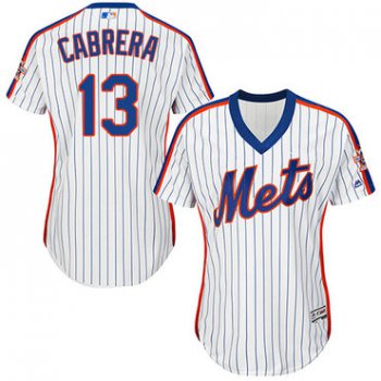 Mets #13 Asdrubal Cabrera White(Blue Strip) Alternate Women's Stitched Baseball Jersey