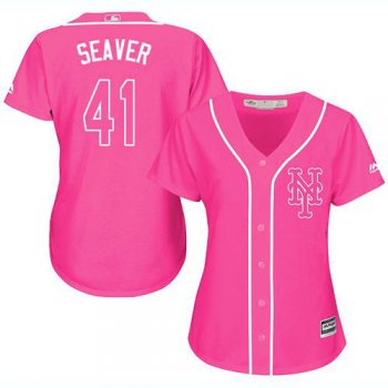 Mets #41 Tom Seaver Pink Fashion Women's Stitched Baseball Jersey
