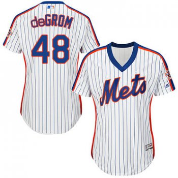 Mets #48 Jacob deGrom White(Blue Strip) Alternate Women's Stitched Baseball Jersey