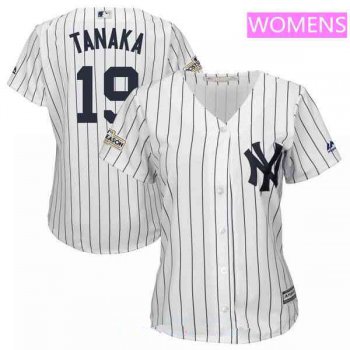 Women's New York Yankees #19 Masahiro Tanaka Majestic White 2017 Postseason Cool Base Player Jersey