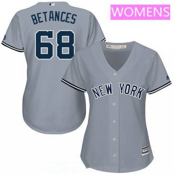 Women's New York Yankees #68 Dellin Betances Gray Road Stitched MLB Majestic Cool Base Jersey