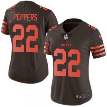Women's Nike Browns #22 Jabrill Peppers Brown Stitched NFL Limited Rush Jersey