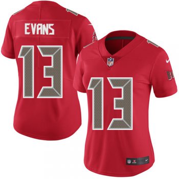 Women's Nike Buccaneers #13 Mike Evans Red Stitched NFL Limited Rush Jersey