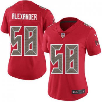 Women's Nike Buccaneers #58 Kwon Alexander Red Stitched NFL Limited Rush Jersey