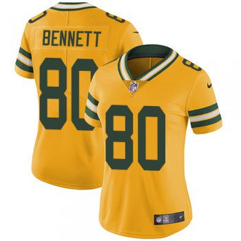 Women's Nike Packers #80 Martellus Bennett Yellow Stitched NFL Limited Rush Jersey