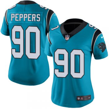 Women's Nike Panthers #90 Julius Peppers Blue Stitched NFL Limited Rush Jersey