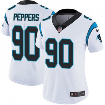 Women's Nike Panthers #90 Julius Peppers White Stitched NFL Vapor Untouchable Limited Jersey