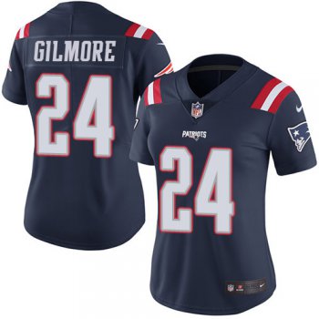 Women's Nike Patriots #24 Stephon Gilmore Navy Blue Stitched NFL Limited Rush Jersey