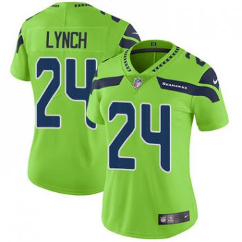 Women's Nike Seahawks #24 Marshawn Lynch Green Stitched NFL Limited Rush Jersey