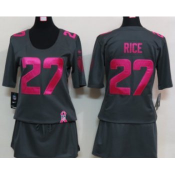 Nike Baltimore Ravens #27 Ray Rice Breast Cancer Awareness Gray Womens Jersey