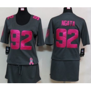 Nike Baltimore Ravens #92 Haloti Ngata Breast Cancer Awareness Gray Womens Jersey