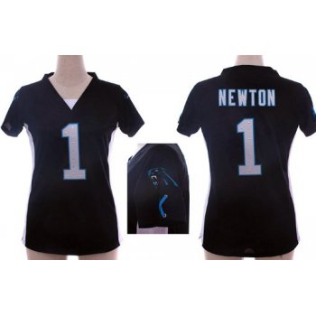 Nike Carolina Panthers #1 Cam Newton 2012 Black Womens Draft Him II Top Jersey