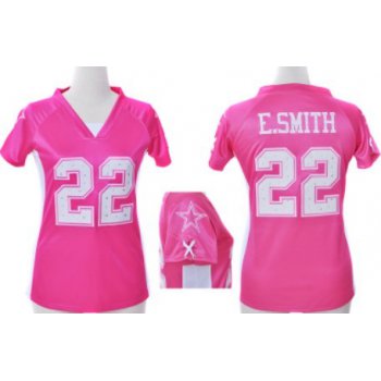 Nike Dallas Cowboys #22 Emmitt Smith 2012 Pink Womens Draft Him II Top Jersey