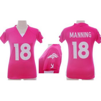 Nike Denver Broncos #18 Peyton Manning 2012 Pink Womens Draft Him II Top Jersey