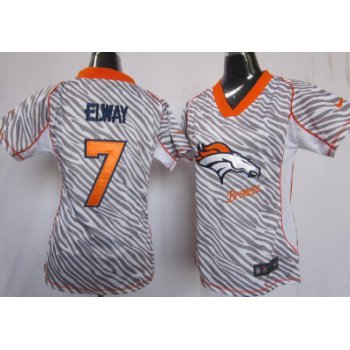 Nike Denver Broncos #7 John Elway 2012 Womens Zebra Fashion Jersey