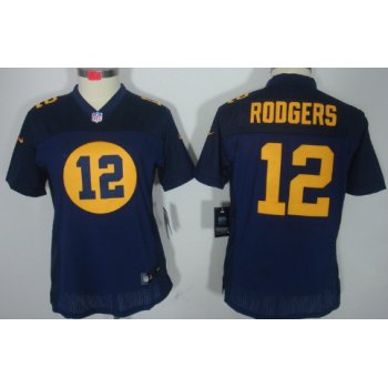 Nike Green Bay Packers #12 Aaron Rodgers Navy Blue Limited Womens Jersey