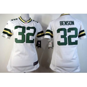 Nike Green Bay Packers #32 Cedric Benson White Game Womens Jersey