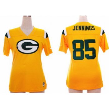 Nike Green Bay Packers #85 Greg Jennings 2012 Yellow Womens Field Flirt Fashion Jersey