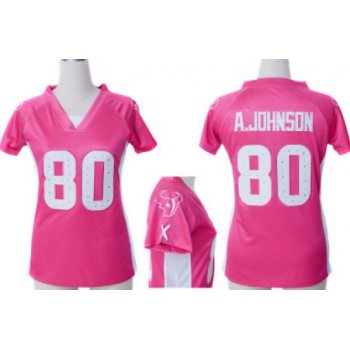 Nike Houston Texans #80 Andre Johnson 2012 Pink Womens Draft Him II Top Jersey