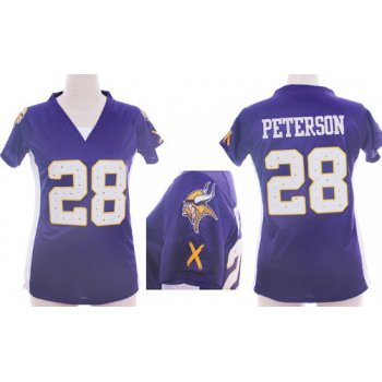 Nike Minnesota Vikings #28 Adrian Peterson 2012 Purple Womens Draft Him II Top Jersey