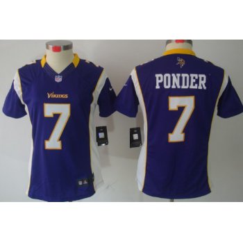Nike Minnesota Vikings #7 Christian Ponder Purple Limited Womens Jersey