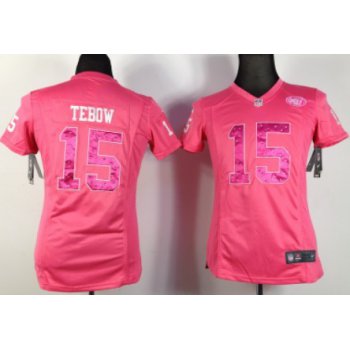 Nike New York Jets #15 Tim Tebow Pink Sweetheart Diamond Womens Jersey