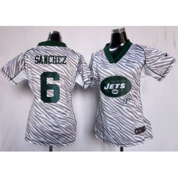 Nike New York Jets #6 Mark Sanchez 2012 Womens Zebra Fashion Jersey
