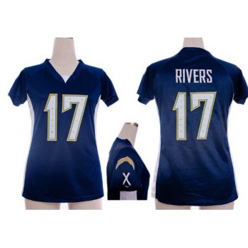 Nike San Diego Chargers #17 Philip Rivers 2012 Navy Blue Womens Draft Him II Top Jersey