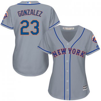 Mets #23 Adrian Gonzalez Grey Road Women's Stitched Baseball Jersey